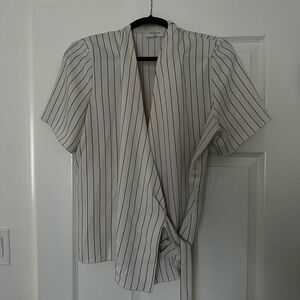 babaton aritzia satin wrap dress shirt